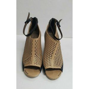 Anthropologie Maricopa Wedges Lasercut Leather Sandals Shoes Schuler & Sons Sz 8